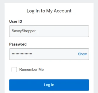 The card issuer’s own log-in screen, where the offer is actually activated.